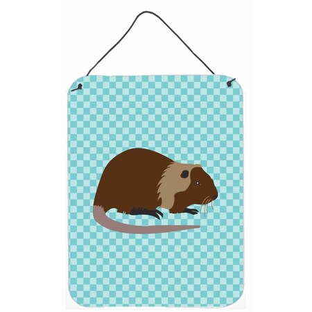 Carolines Treasures Coypu Nutria River Rat Blue Check Wall or Door Hanging Prints BB8053DS1216